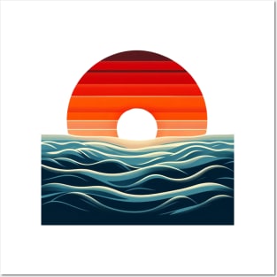 Abstract Ocean Sunset Posters and Art